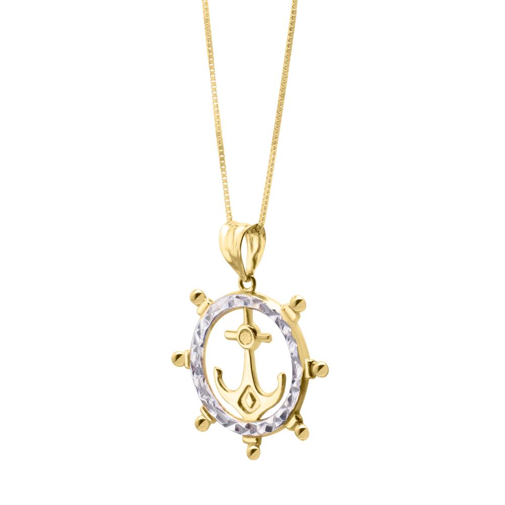 10K Gold Ships Wheel Anchor Necklace for Women - Nautical Jewelry Gift for Sailors, Beach Lovers & Marine Enthusiasts - Perfect for Cruise Vacations, Beach Parties & Ocean-Themed Events