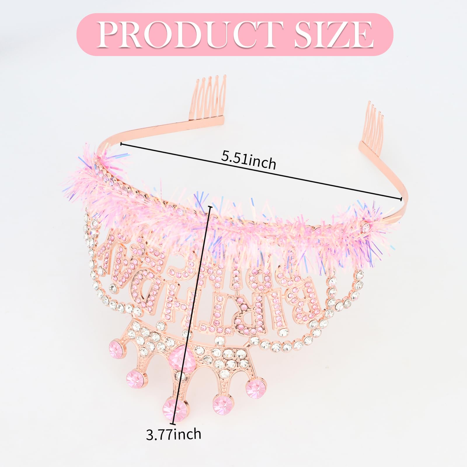 Pink Princess Crown for Girls & Women - Birthday Tiara for Party Decorations, Gifts & Celebrations | Perfect for Birthday Parties, Pageants, Dress-Up & Special Events