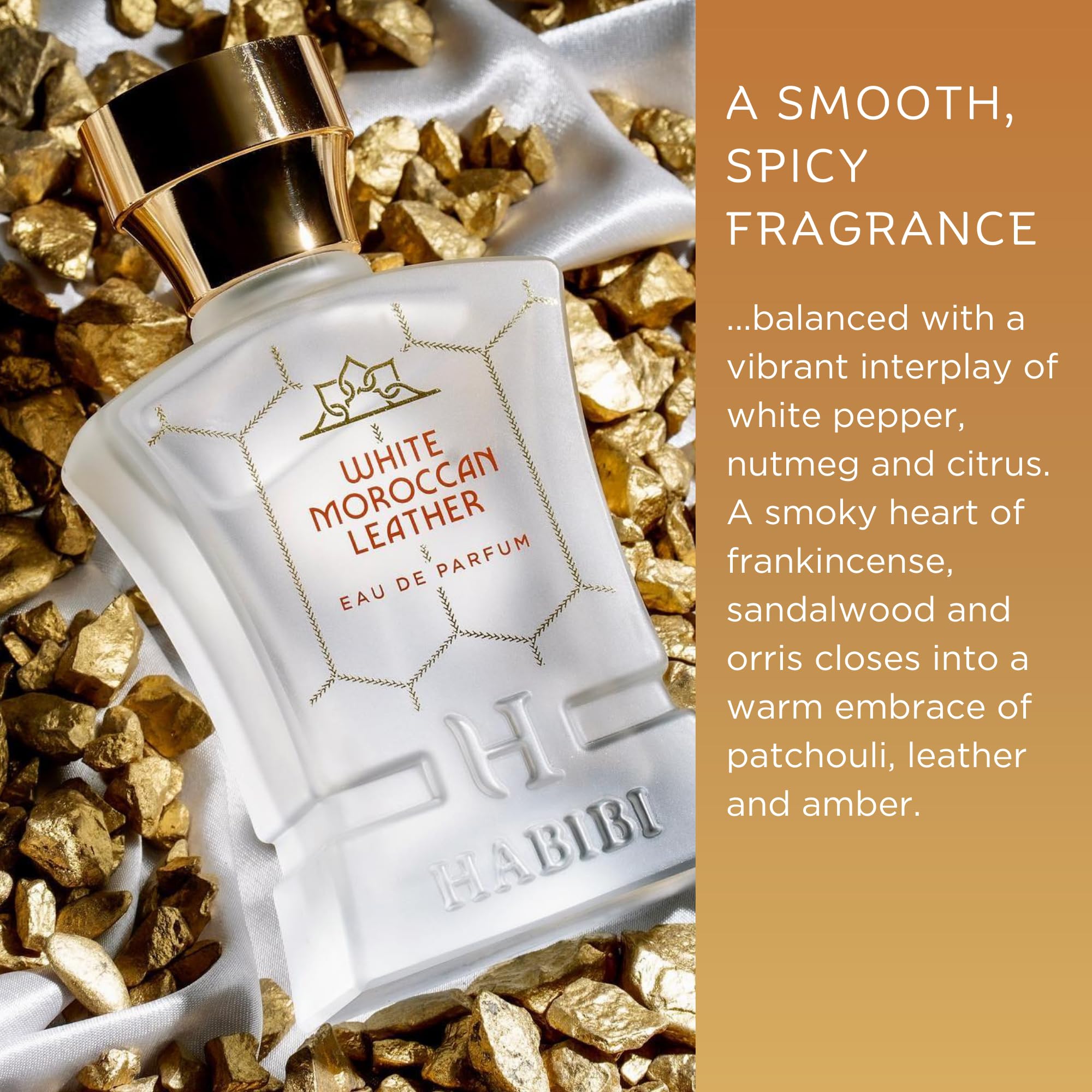 Premium White Moroccan Leather Cologne for Men - Long Lasting Eau de Parfum Spray (2.5 Oz) | Exotic Sandalwood, Amber & Leather Fragrance | Perfect for Date Night, Office & Special Occasions
