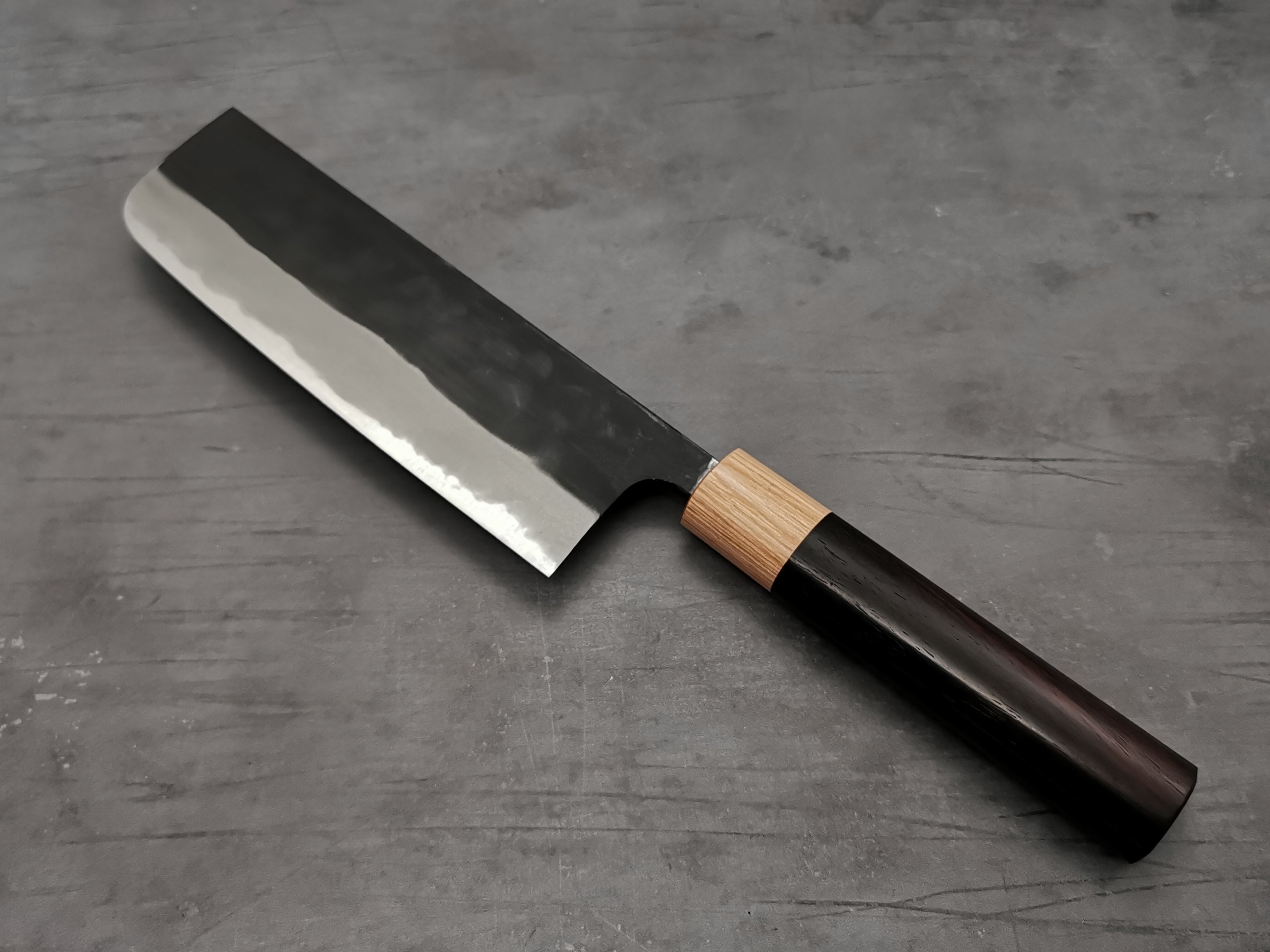 Premium Nakamura Hamono Kaishin White #2 Kurouchi Nakiri Knife - Japanese Vegetable Cleaver for Professional Chefs & Home Cooking - Perfect for Slicing, Dicing & Chopping Vegetables