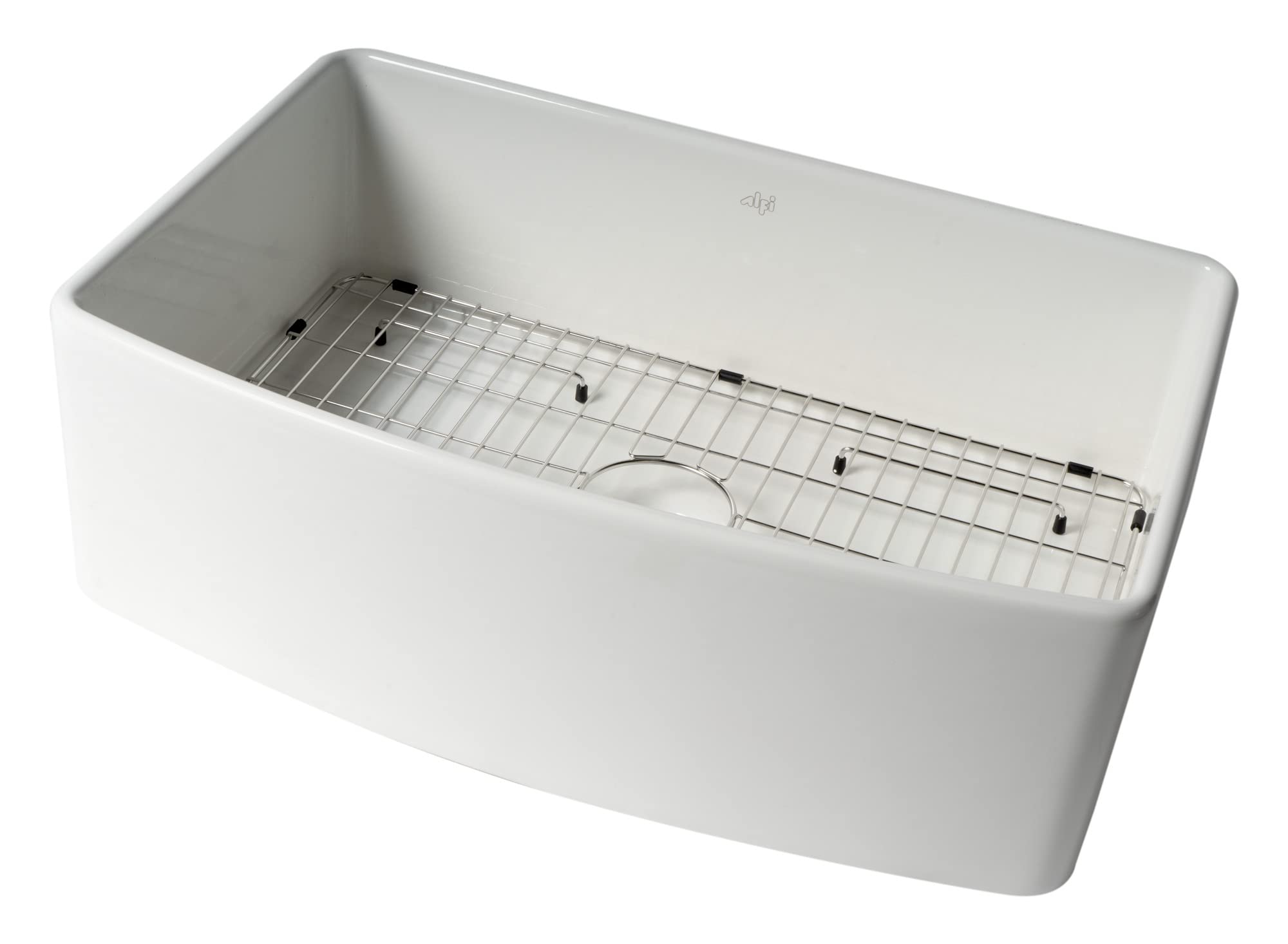ALFI ABFC3020-W White Kitchen Sink - Stainless Steel Undermount Sink with Soundproof Padding for Modern Home Kitchen Renovation & Dishwashing