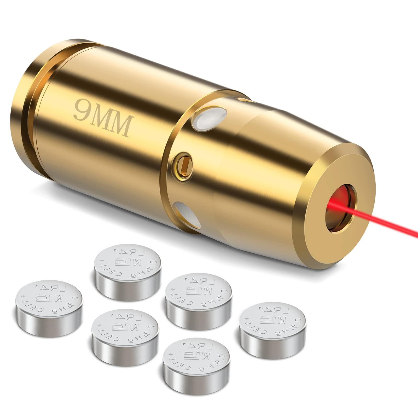 EZshoot 9mm Laser Boresighter - Precision Gun Sight Alignment Tool with 3 Battery Sets | Perfect for Pistol, Rifle & Handgun Zeroing at Range or Home