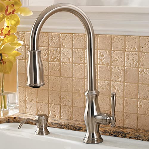 Pfister GT529-TMC Hanover 1-Handle Pull-Down Kitchen Faucet with Soap Dispenser in Chrome Finish - Perfect for Modern Kitchens and Easy Dishwashing