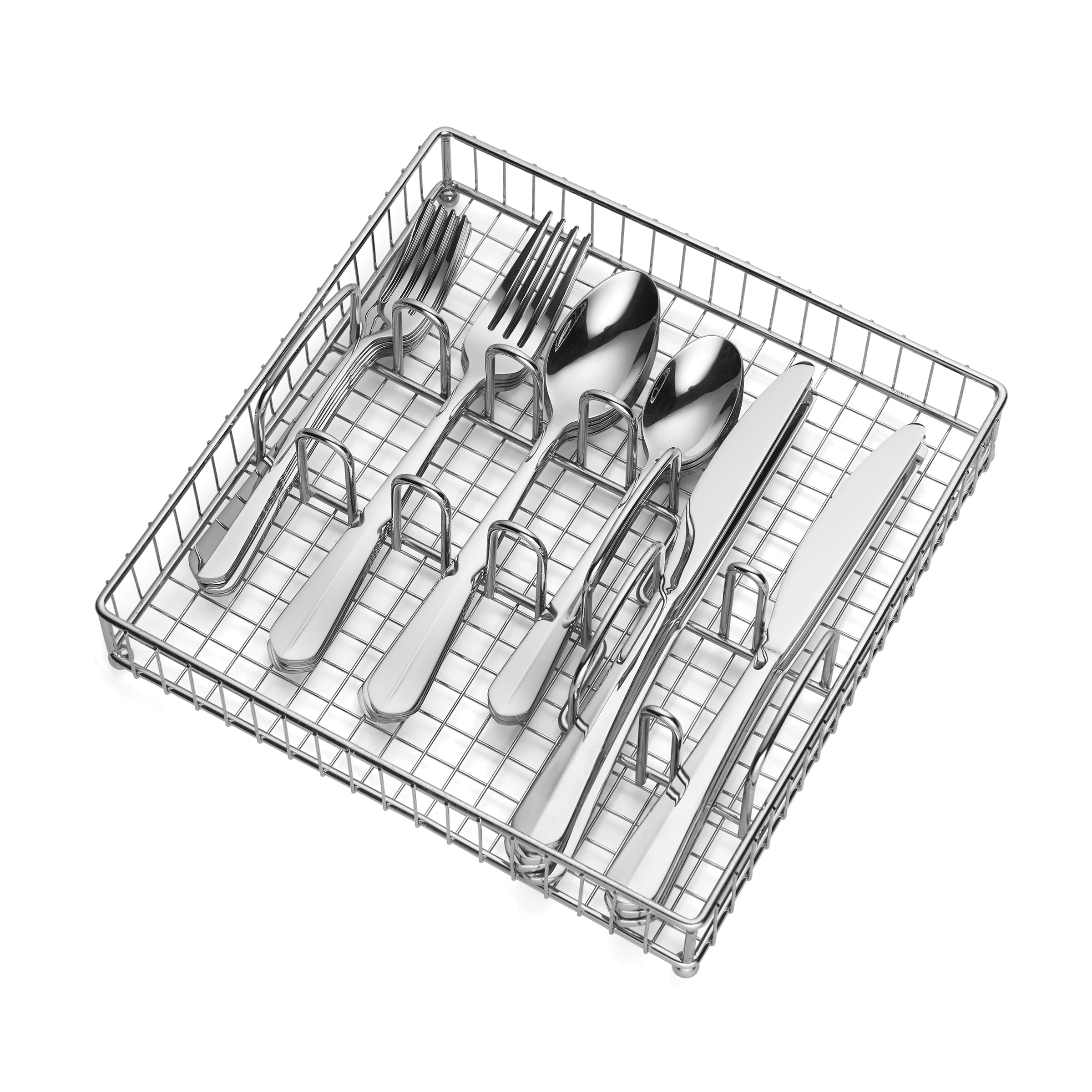 Raiden Mirror 40-Piece Stainless Steel Flatware Set with Storage Caddy - Elegant Silverware for Dinner Parties, Weddings & Everyday Dining