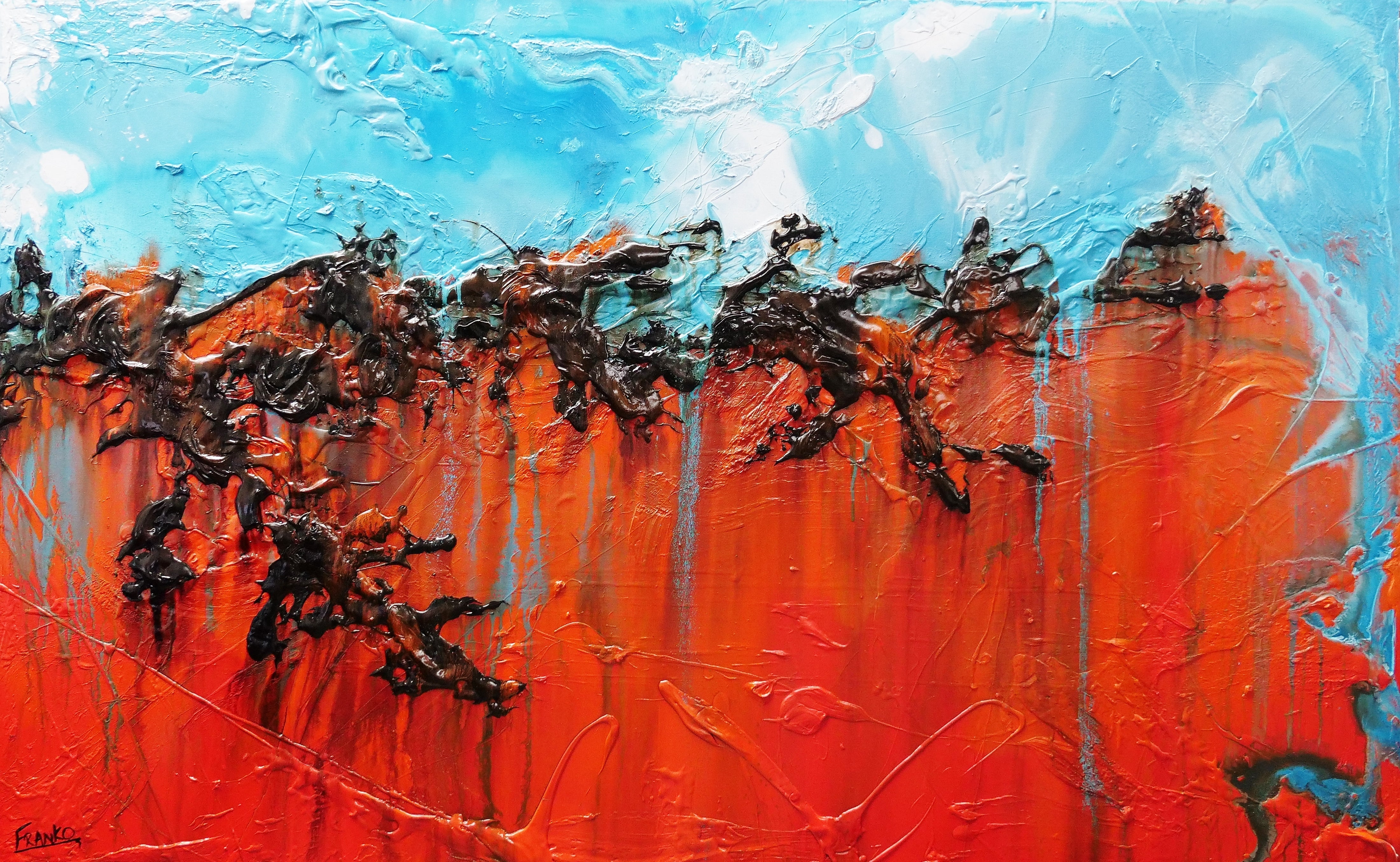 Outback Vibes 160cm x 100cm Orange Blue Textured Abstract Canvas Art - Modern Wall Decor for Living Room, Bedroom & Office