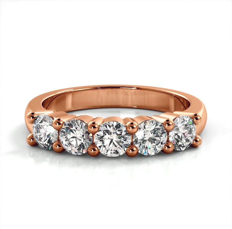 1.25 Carat Round Diamond Five Stone Wedding Band Ring for Women - Elegant Bridal Jewelry for Engagement, Anniversary & Special Occasions