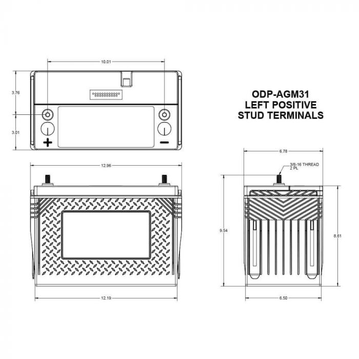 Odyssey PC2150 ODX AGM31 Battery - Group Size 31, 12V, 1150CCA - Perfect for Marine, RV, and Off-Grid Power Applications