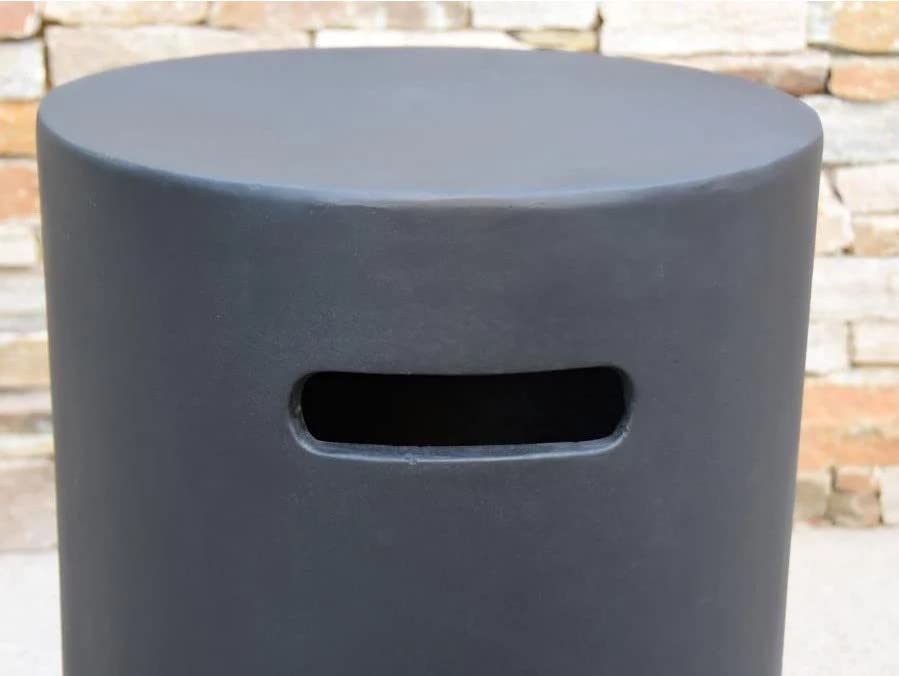 AMS Fireplace | Elementi 20lb Propane Tank Cover (Dark Grey) - Handcrafted Fiberglass Reinforced Concrete, Round Design 15.7x15.7x20 inches | Outdoor Patio Decor, Fire Pit Accessory, End Table Alternative for Backyard & Garden