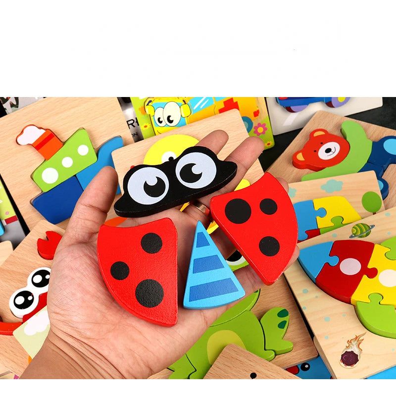 3D Wooden Animal Puzzles for Toddlers - Educational Learning Toys for Kids - Perfect for Early Childhood Development & Montessori Playtime