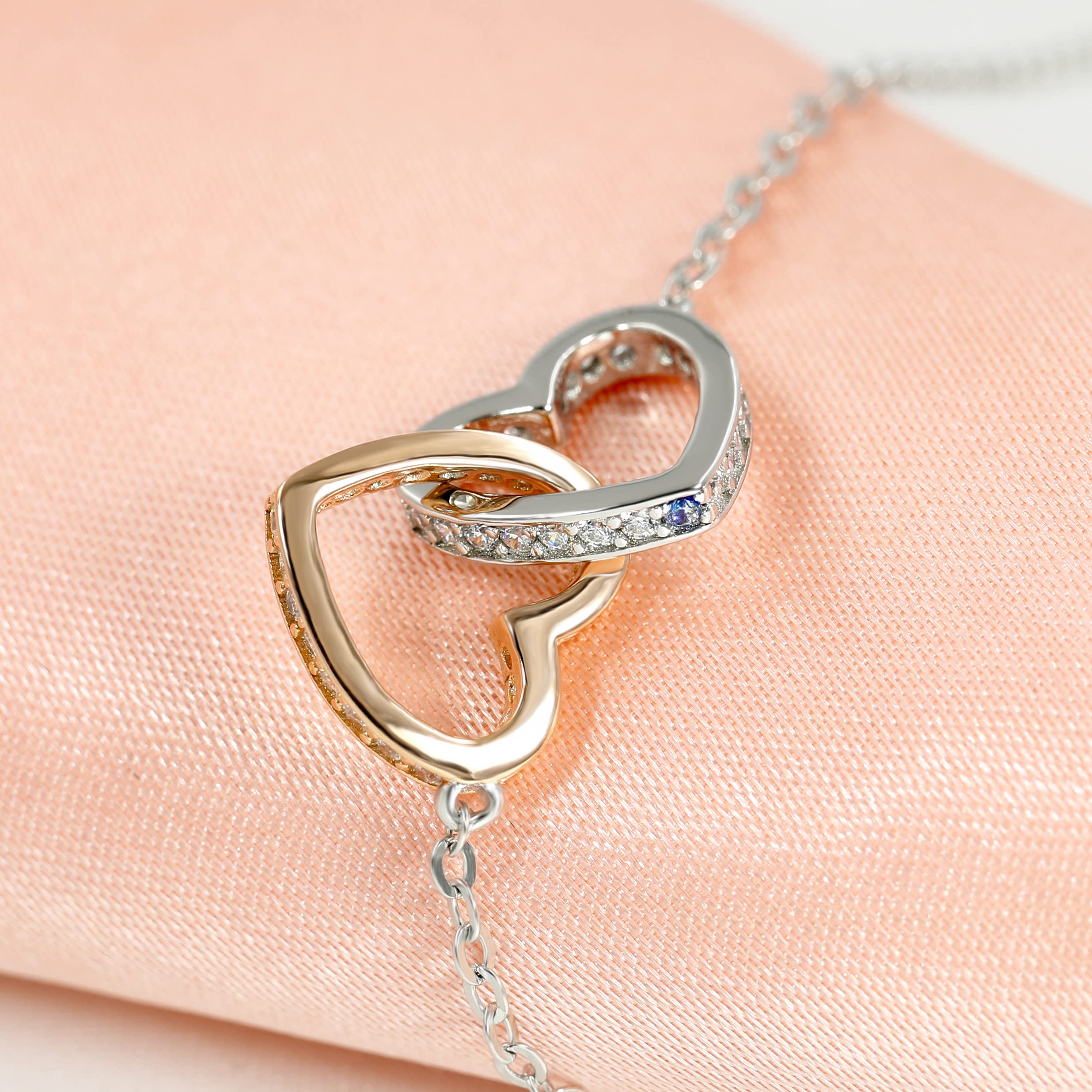 Double Heart Pendant Necklace for Women - Sterling Silver Dainty Heart Jewelry - Perfect for Valentine's Day, Anniversary Gifts & Everyday Elegance