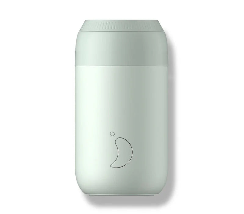 Chilly's Series 2 Reusable Coffee Cup 340ml (12oz) - Insulated Stainless Steel Travel Mug, Leak-Proof Lid, Eco-Friendly (Lichen Green) - Perfect for Office, Commuting & Outdoor Activities