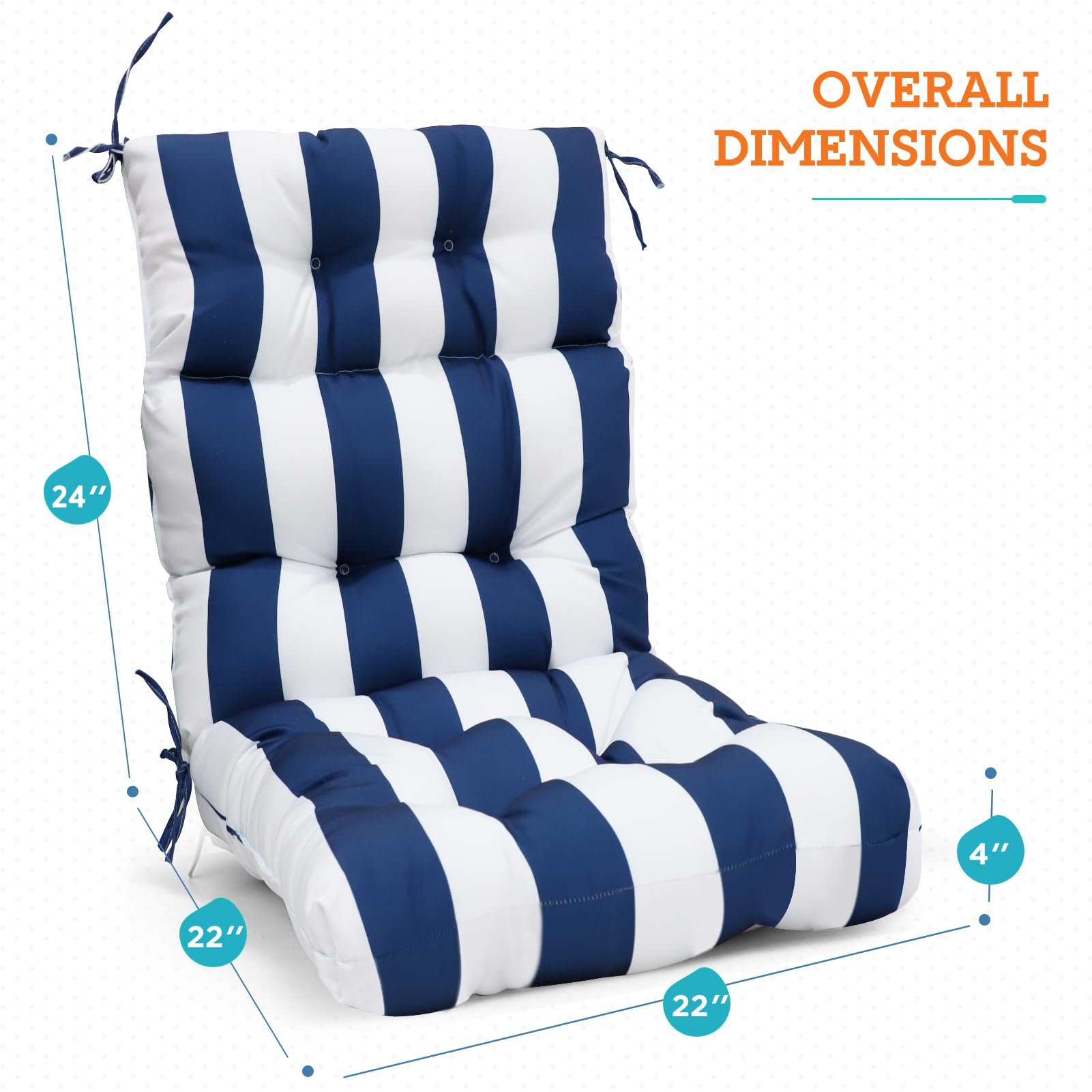 Premium Tufted High Back Patio Chair Cushions Set of 2 - 46