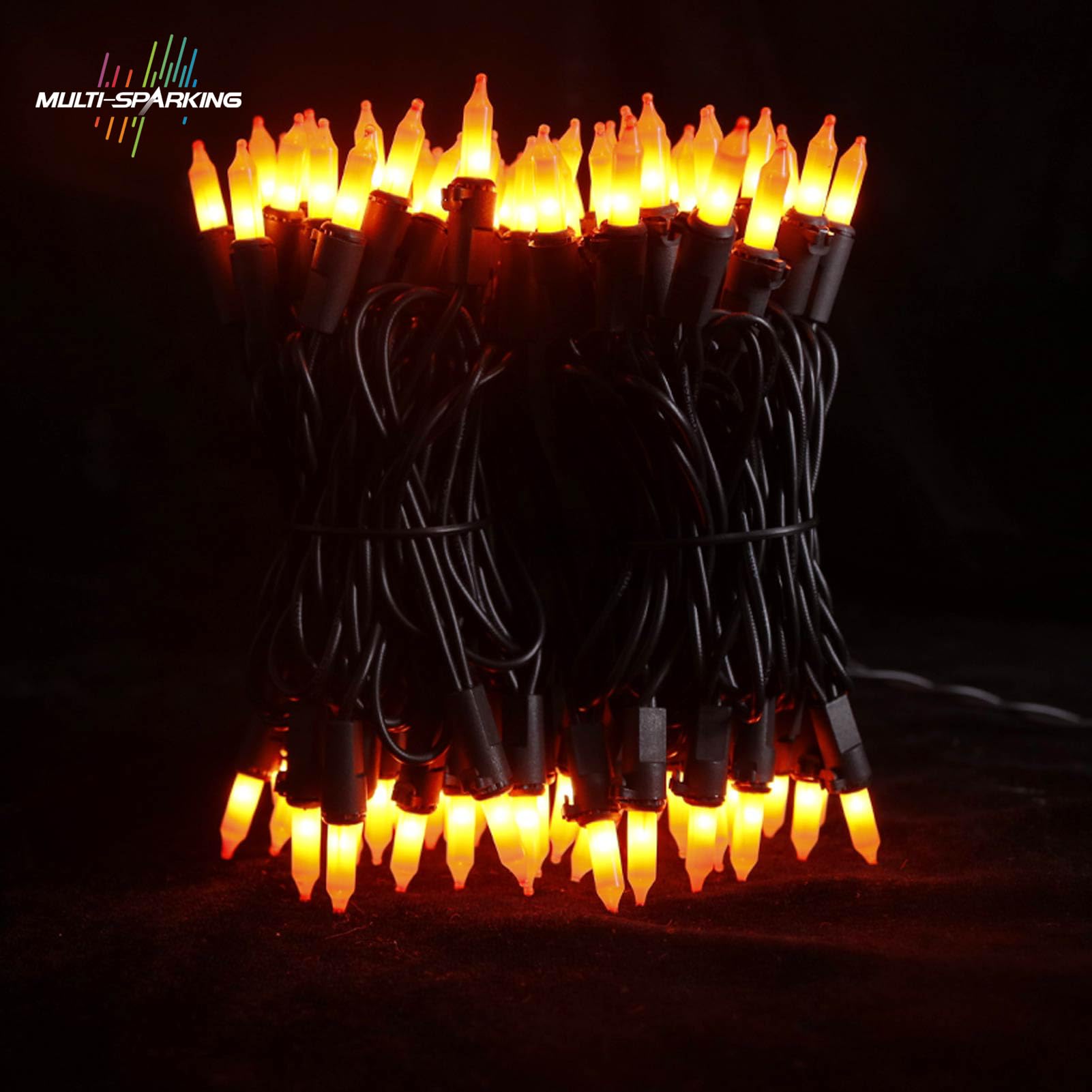 Halloween Mini String Lights - 300 LED Orange Purple Yellow Fairy Lights for Indoor Outdoor Decorations (3 Sets, 24ft Black Wire) - Perfect for Halloween Party, Christmas Tree, Garden, Patio & Home Decoration