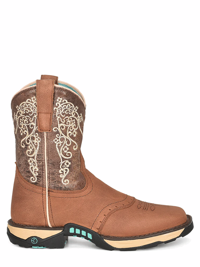 Corral W5006 Women's Square Toe Work Boots for Farm & Ranch - Tan Leather Cowgirl Boots for Outdoor Work, Riding & Country Fashion
