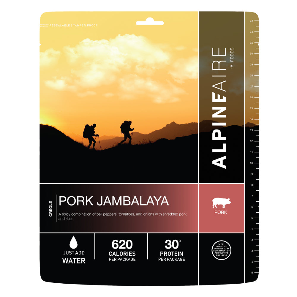 Alpine Aire Pork Jambalaya - Dehydrated Cajun Style Rice Meal with Spicy Sausage & Vegetables | Lightweight Backpacking Food, Emergency Preparedness & Camping Meals by Alpine Aire Foods