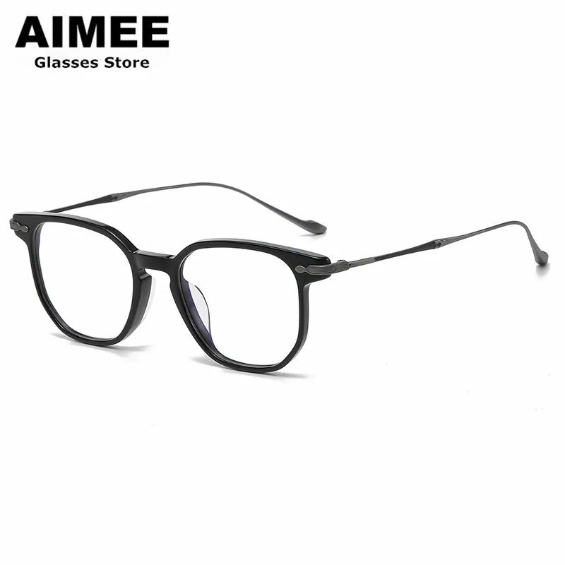Aimee Unisex Full Rim Square Titanium Acetate Eyeglasses Frame 945887 - Lightweight Durable Eyewear for Work, Reading & Fashion