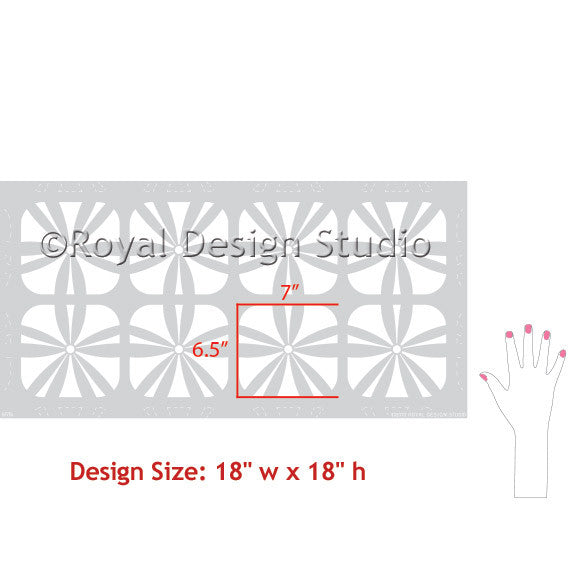Kinetic Floral Wall Stencil - Reusable DIY Painting Template for Home Decor, Nursery, Bedroom & Living Room - Perfect for Accent Walls, Furniture Upcycling & Creative Art Projects