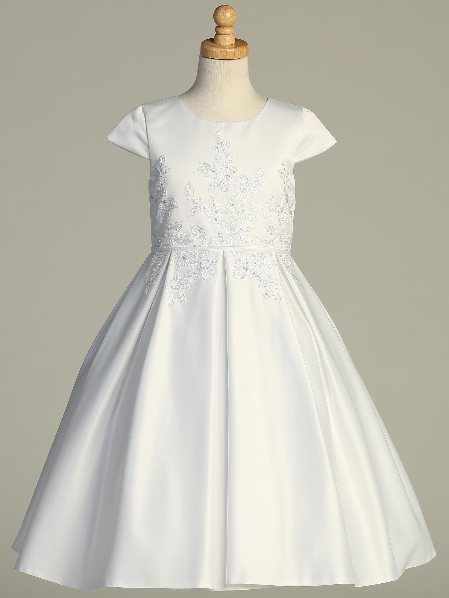 Plus Size First Communion Dresses for Girls - Elegant White Lace Church Gown for Holy Sacrament - Perfect for Baptism, Easter Sunday & Special Religious Ceremonies