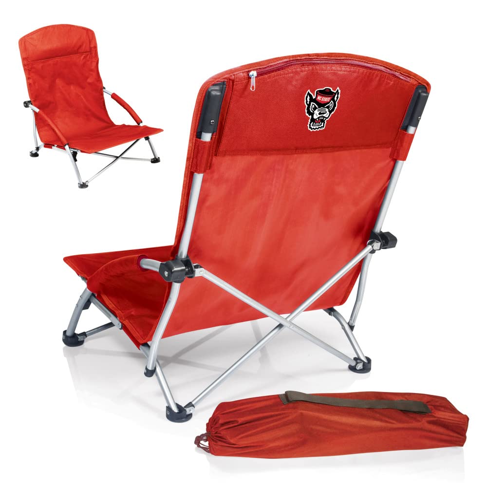 PICNIC TIME NCAA Tranquility Beach Chair with Carry Bag - Portable Low Profile Beach Chair for Adults - Lightweight Folding Lawn Chair for Beach, Camping, Backyard & Outdoor Relaxation