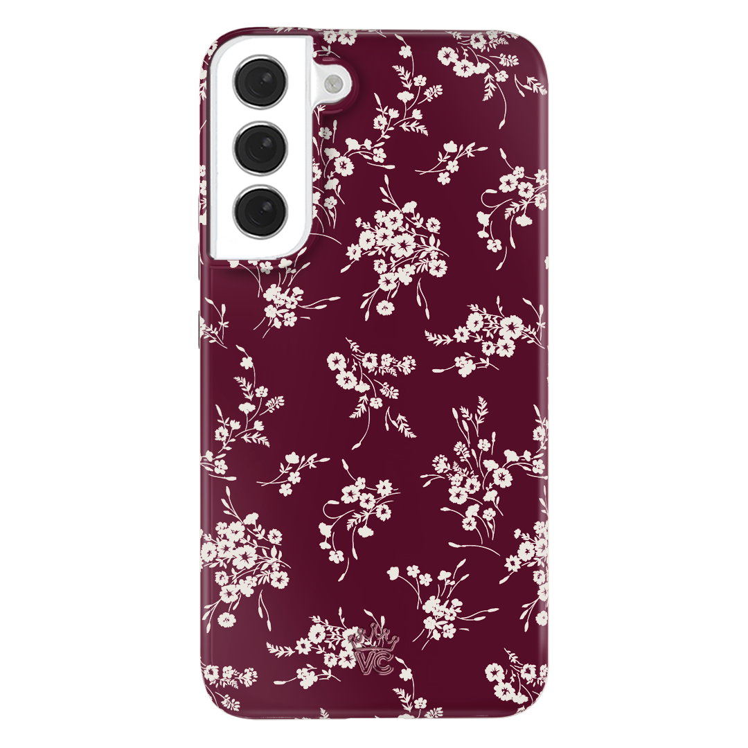 French Burgundy Floral Samsung Phone Case - Elegant Protective Cover for Galaxy S21/S20/Note 20 - Perfect for Daily Use, Travel & Gift Giving