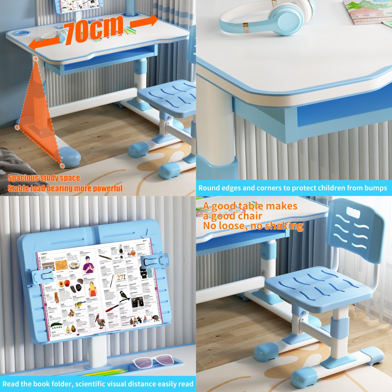 Adjustable Height Kids Desk and Chair Set with Storage Drawer - Ergonomic Study Desk for Children - Perfect for Homeschooling, Online Learning & Bedroom Study Space
