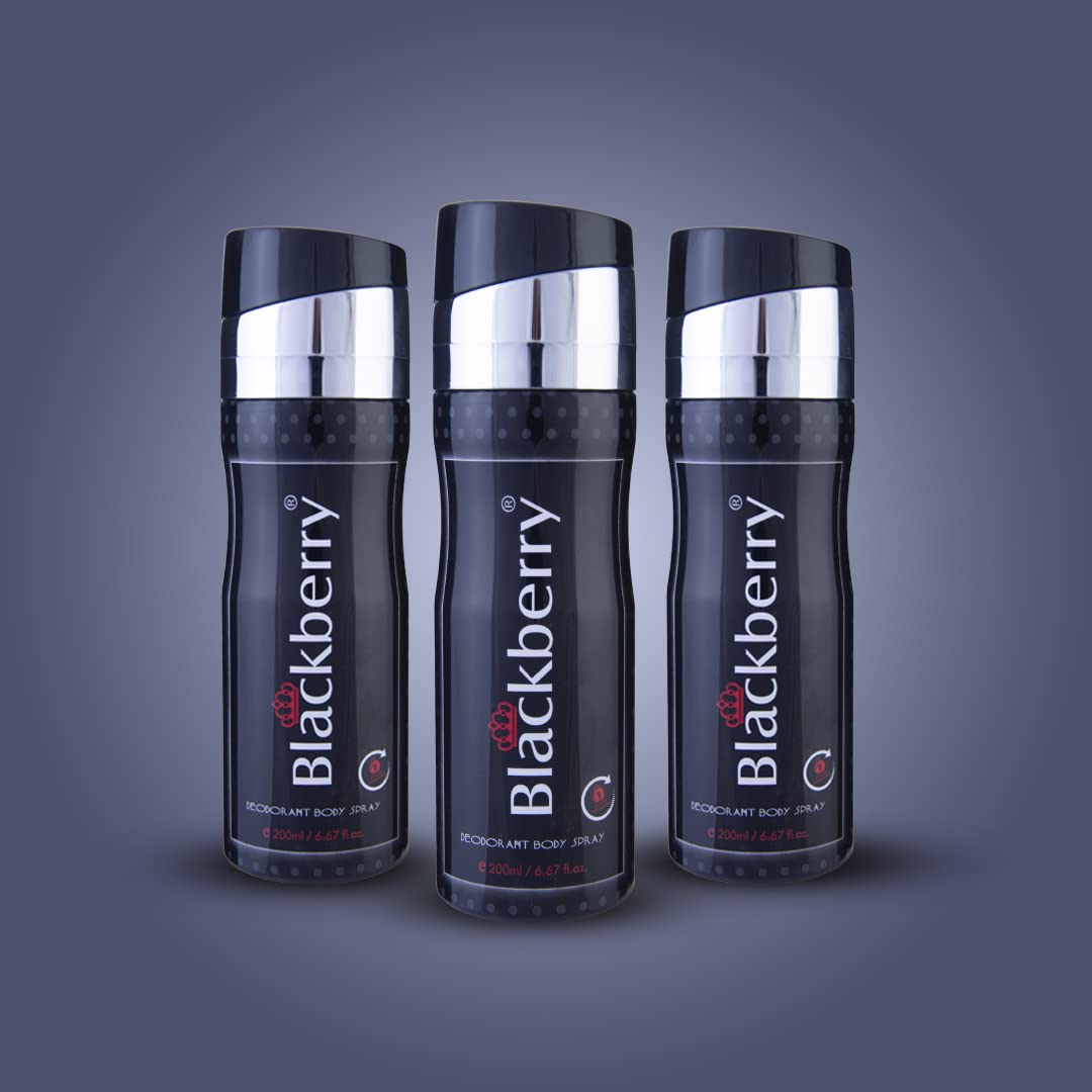Blackberry Scented Deodorant Body Spray for Men - 200ml Long-Lasting Freshness (Pack of 3) | Gym, Work & Daily Use