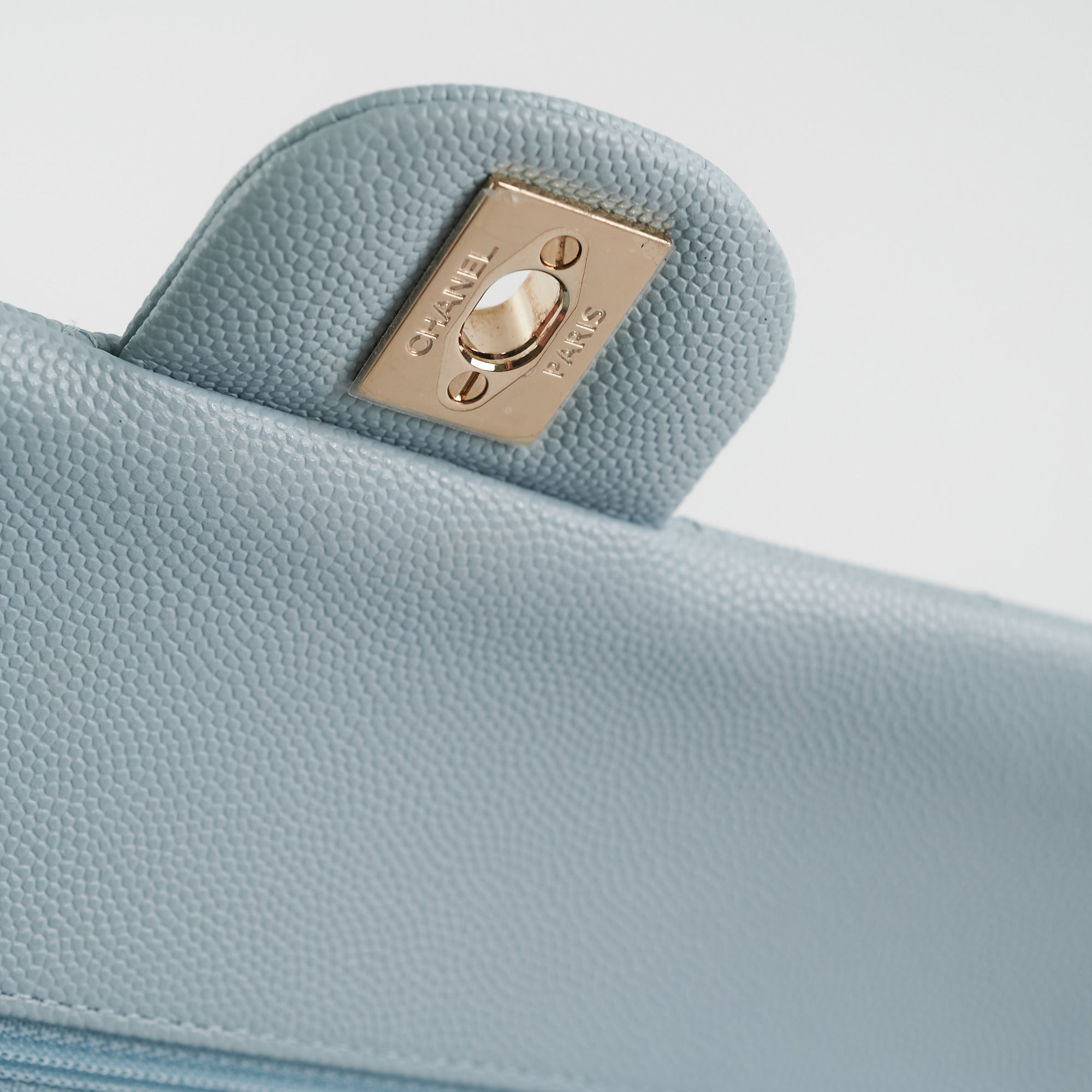Chanel Classic Flap Medium/Large Light Blue Caviar Leather Shoulder Bag 22P Collection with Microchip - Luxury Designer Handbag for Women, Perfect for Parties, Weddings & Special Occasions