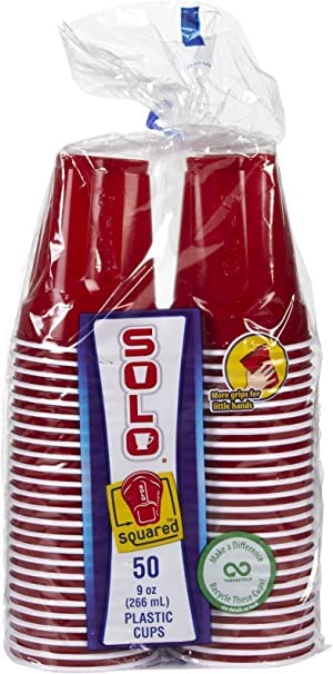 SOLO Red Party Cups 9 oz - 50 Count (Pack of 3, 150 Total) - Disposable Plastic Cups for Parties, BBQs, Tailgating & Outdoor Events