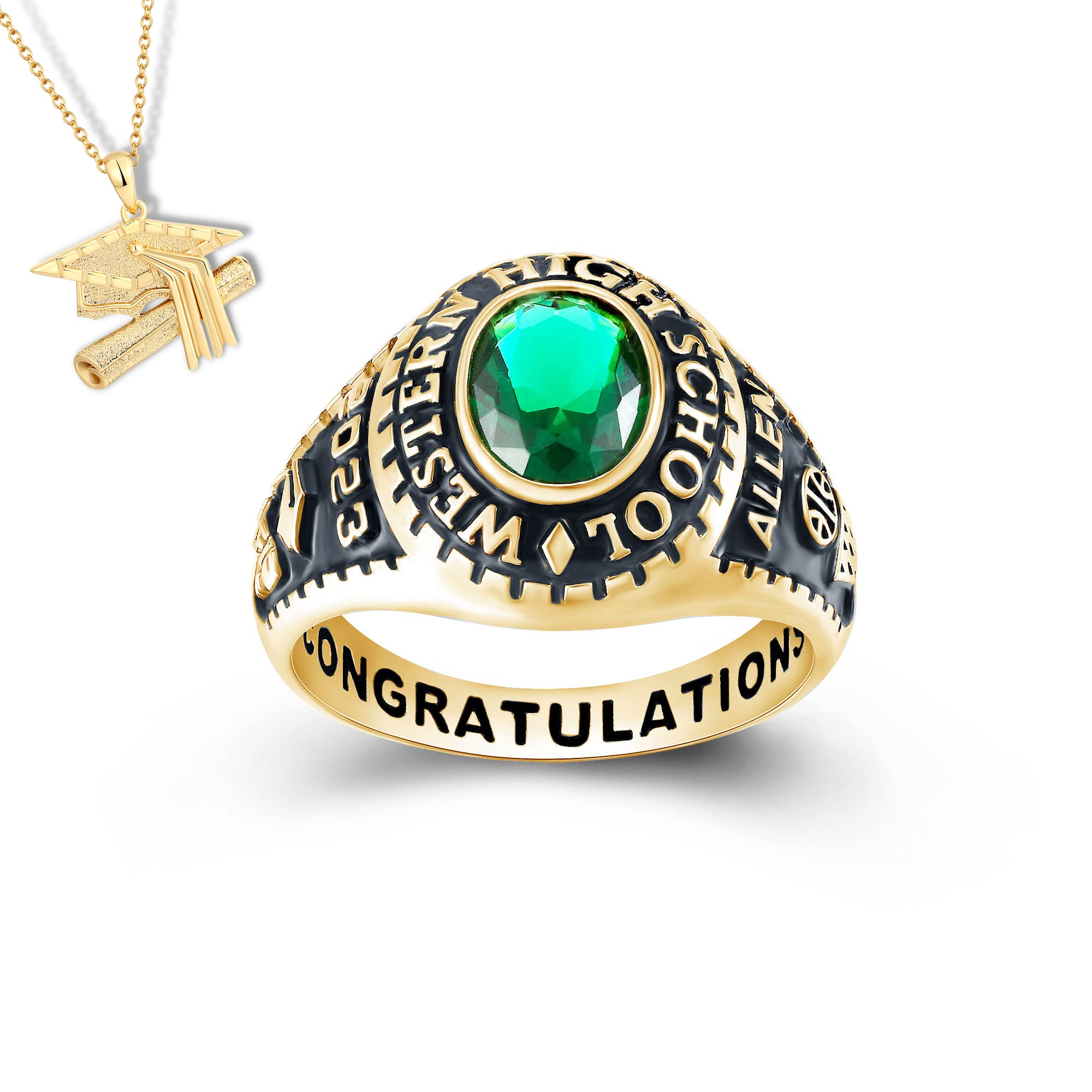 Authentic PJM Mementos USA Premium Class Ring for Men – 925 Sterling Silver or 10KT Gold Custom Graduation Ring – Personalized High School, College & University Rings – Perfect Graduation Gift for Him – Ideal for Commencement Ceremonies, Alumni Events & Special Milestones