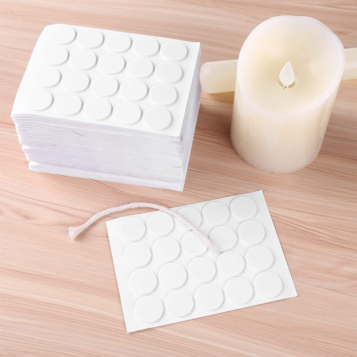 Heat-Resistant Double-Sided Candle Wick Stickers 1000Pcs (20mm) - DIY Candle Making Supplies for Wax Adhesion - Perfect for Handmade Soy, Beeswax & Paraffin Candles at Home