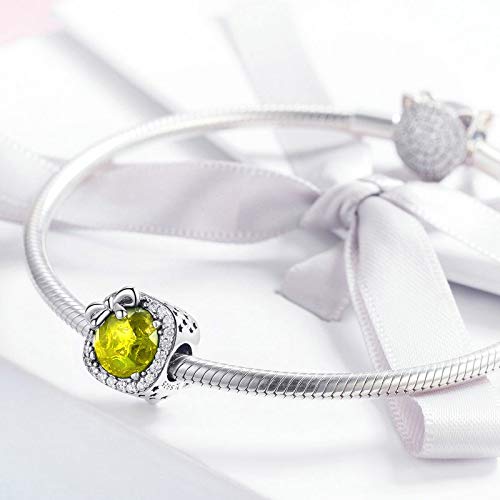 MUERDOU Birthstone Charm - Elegant Bowknot Crystal Pendant for Bracelets & Necklaces | Personalized Birthday Gift for Women | Perfect for Jewelry Making, Stacking Bracelets & Special Occasions