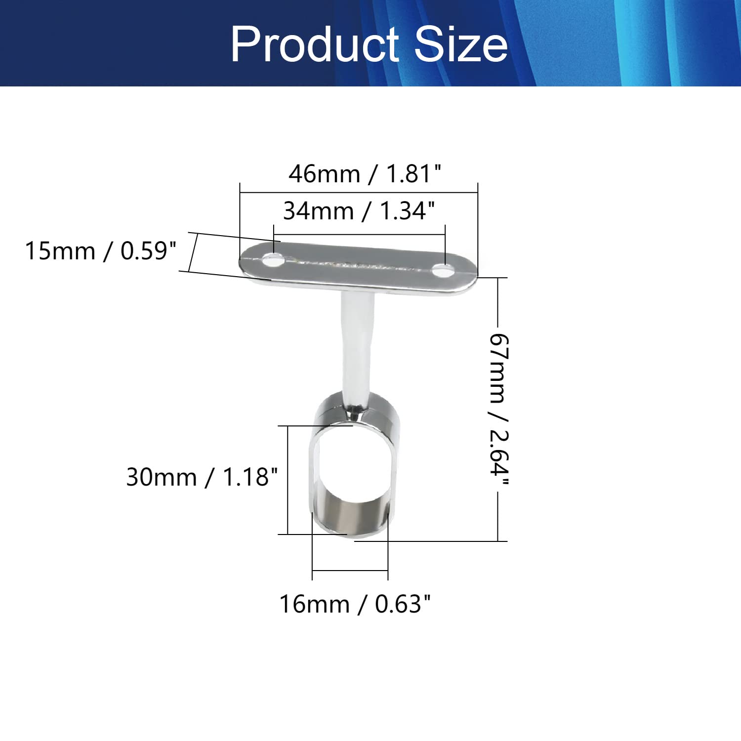 Heavy Duty Closet Rod Flange Holder - 4PCS Ceiling Wardrobe Bracket for Closet Pole & Shower Curtain Rod (16x30mm) - Perfect for Bedroom Storage, Walk-in Closets & Bathroom Organization