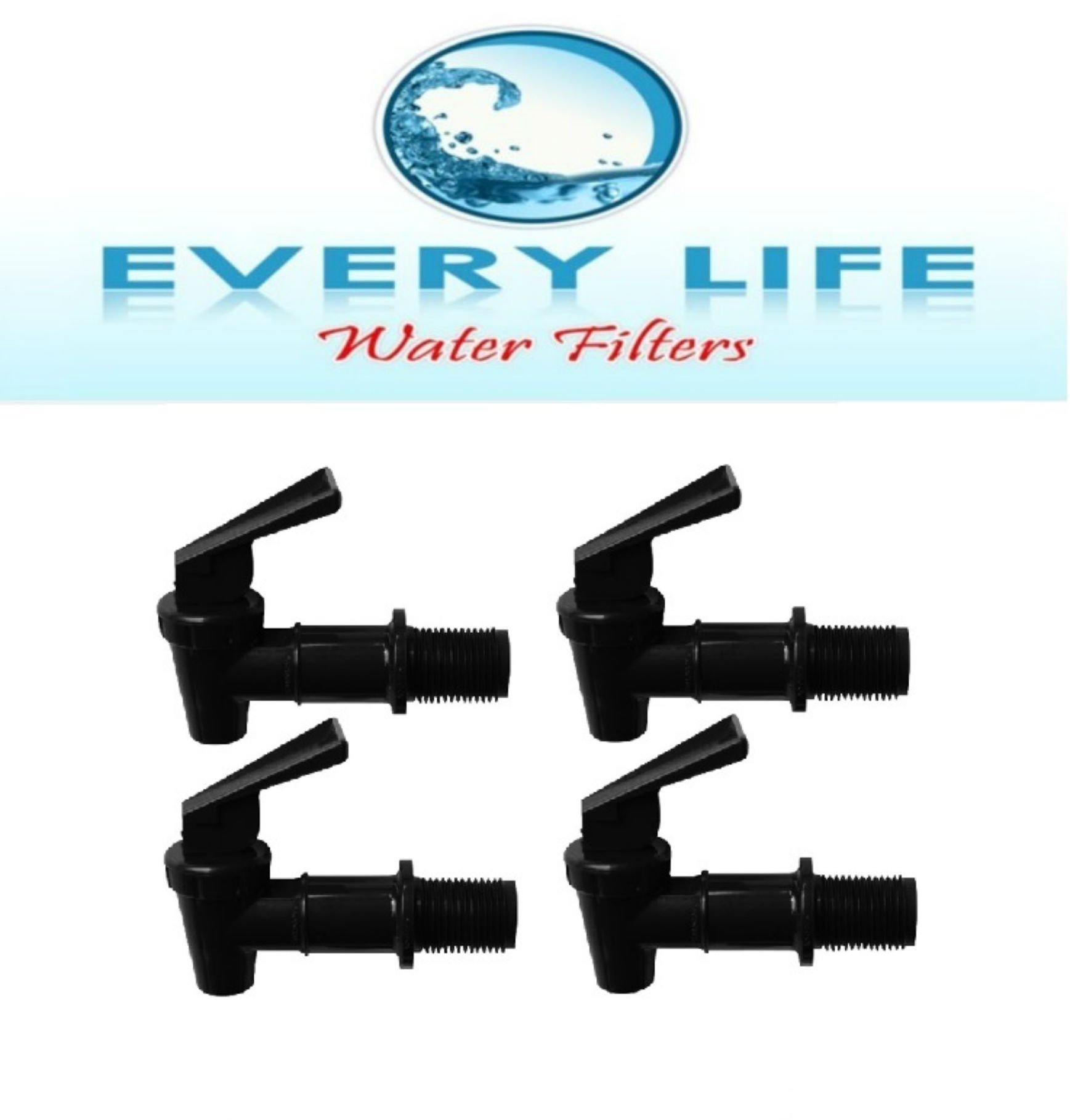 4-Pack Black Spigot Faucet with Washers & Nut - Premium Beverage Dispenser & Water Tap for Gravity Feed Systems | Perfect for Camping, Emergency Preparedness & Outdoor Water Filtration