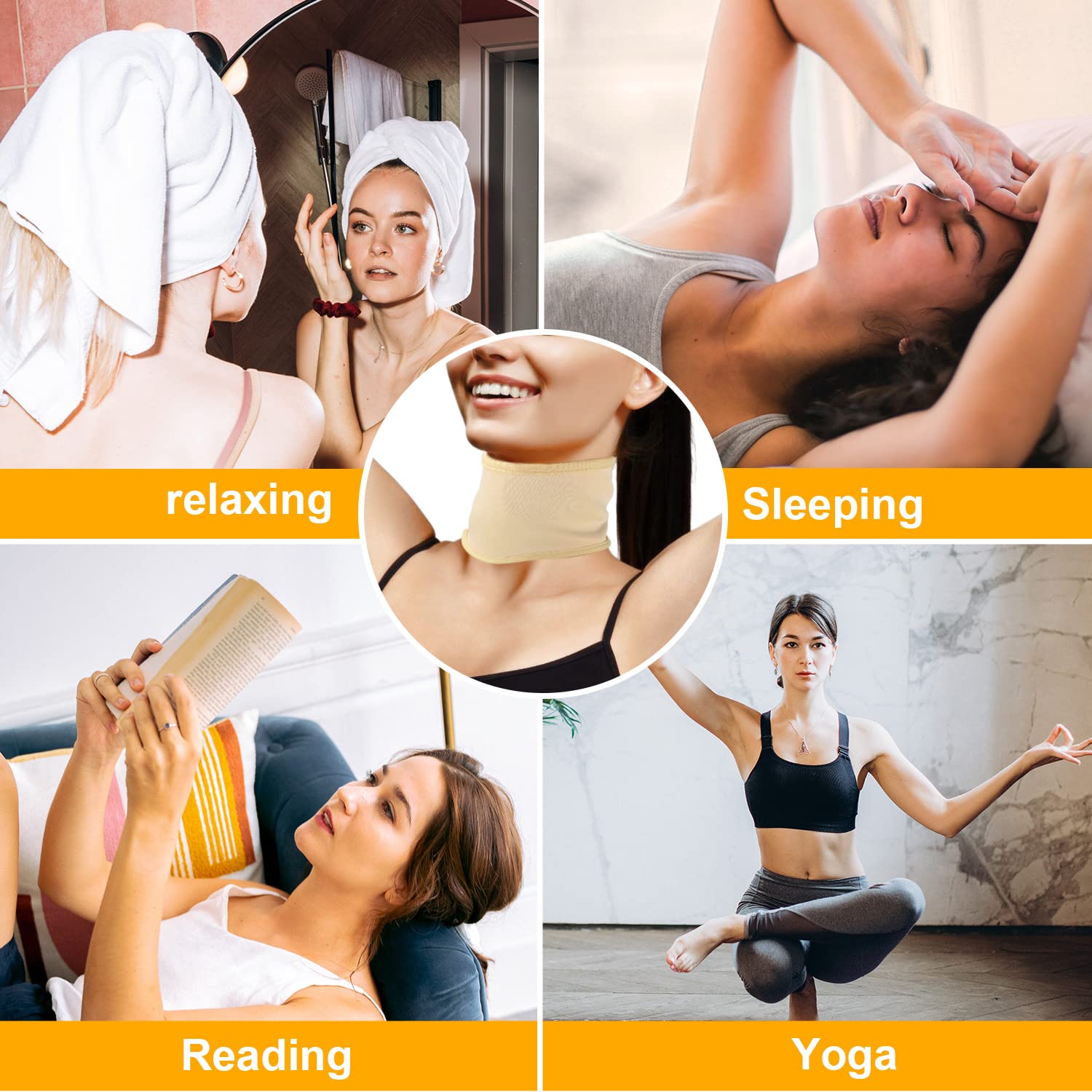 Organic Castor Oil Pack for Neck Pain Relief - Reusable & Adjustable Cotton Wrap with Magic Adhesive (Khaki) | Natural Therapy for Muscle Relaxation, Lymphatic Drainage & Skin Care - Castor Oil Not Included