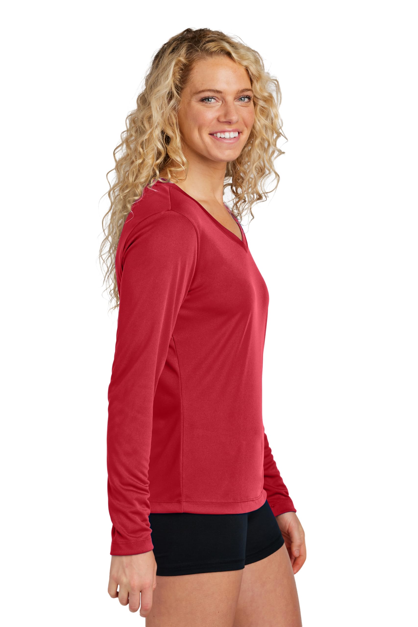 Women's Long Sleeve V-Neck Workout Tops - Gym & Yoga Shirts (Plus Sizes)