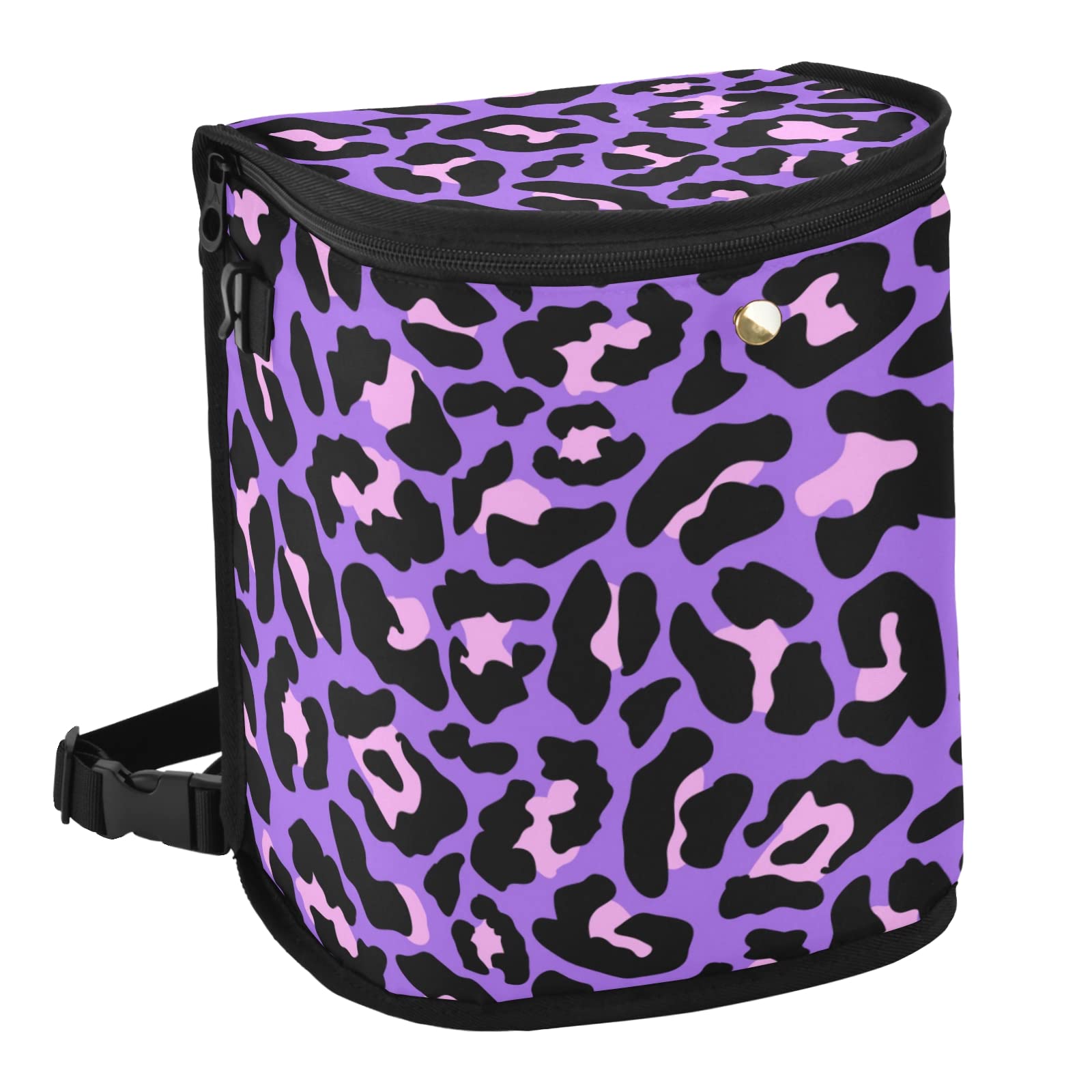 **Tarity Leak-Proof Car Trash Can with Aluminum Film - Waterproof Hanging Car Garbage Bin, Multipurpose Vehicle Organizer Storage Bag for Waste Disposal - Purple Leopard Print - Ideal for Road Trips, Commuting & Travel**