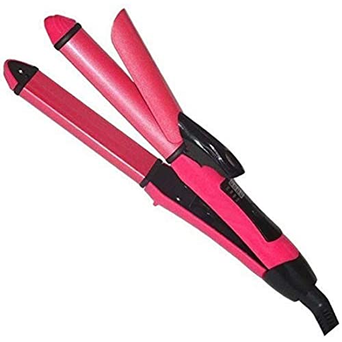 Aspix 2 in 1 Hair Straightener & Curler with Ceramic Plates - Pink | Professional Styling Iron for Straight & Curly Hair | Perfect for Home, Travel & Salon Use
