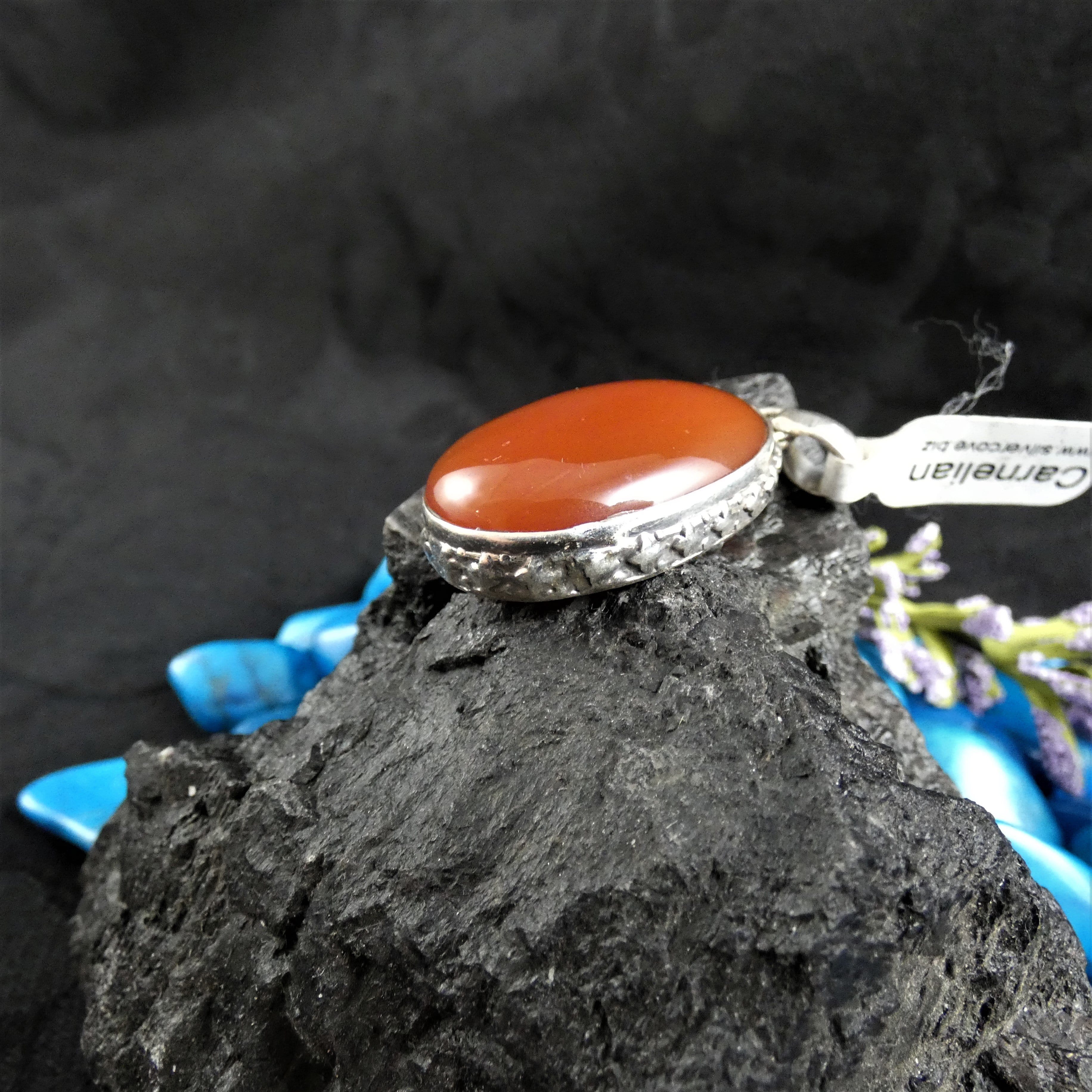 Natural Carnelian Gemstone Sterling Silver Pendant Necklace for Women - Perfect for Meditation, Energy Healing & Everyday Elegance