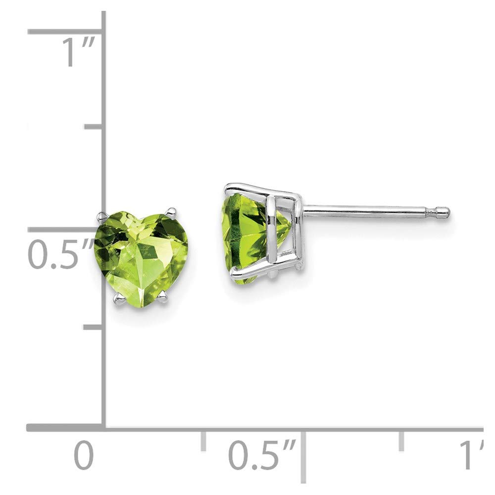 14K White Gold 6mm Heart Peridot Stud Earrings - Dainty Fine Jewelry for Women - Perfect Birthday, Anniversary & Valentine's Day Gift for Her - Everyday Wear & Special Occasion Accessories