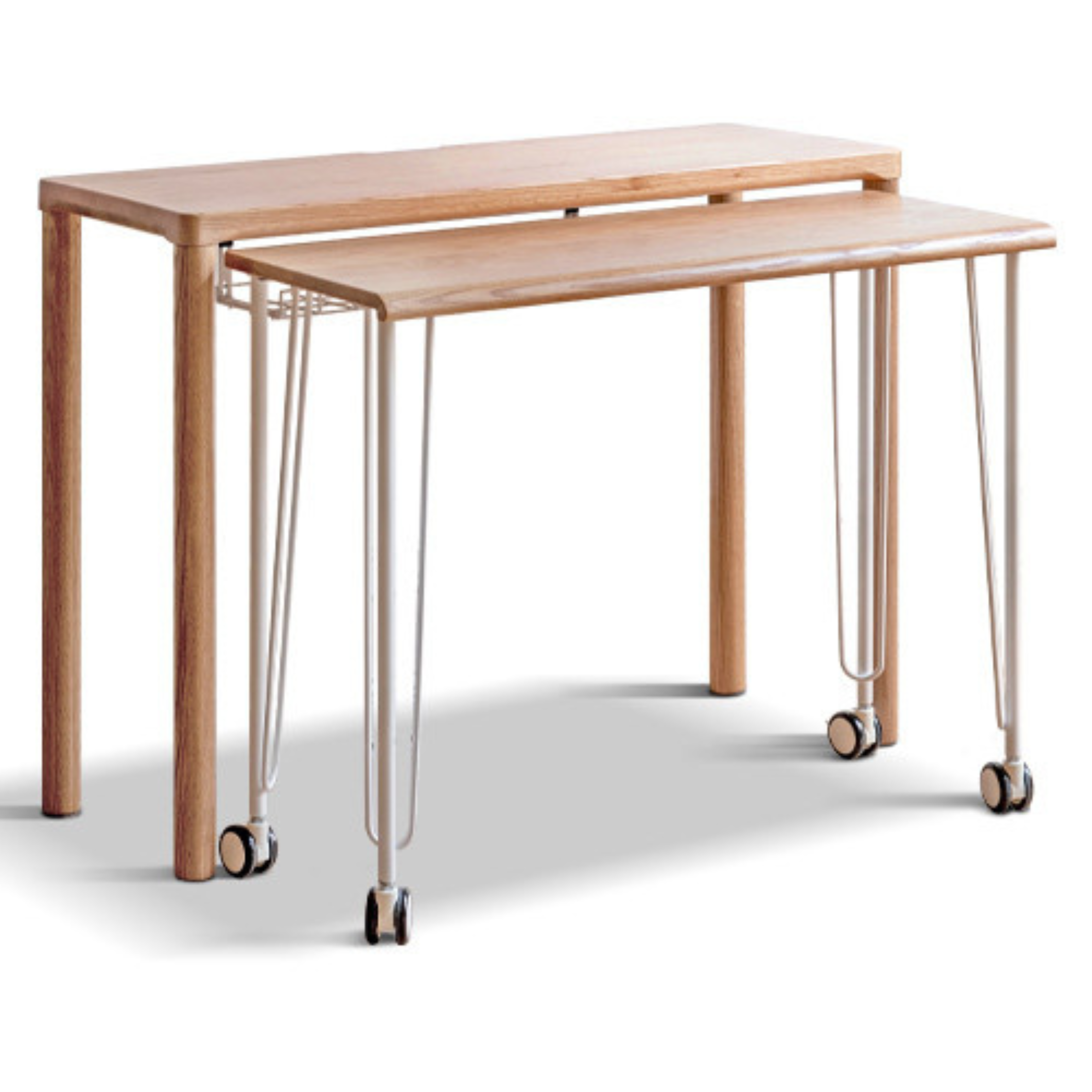 Solid Oak Wood Two-Tier Stackable Office Desk - Perfect for Home Office, Workspace & Small Business Use