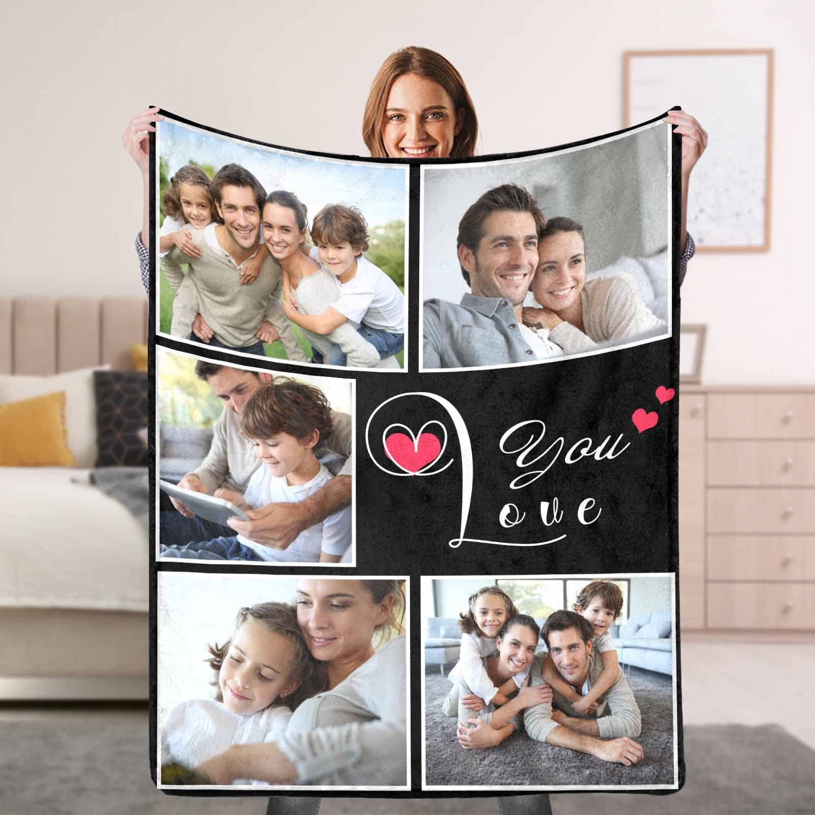 **Personalized Photo Blanket for Dad & Mom - Custom Text & Image Flannel Throw Blanket - Soft Full Size Blanket Gift for Parents, Graduation, Friends - Perfect for Holidays, Family Gatherings & Cozy Nights**