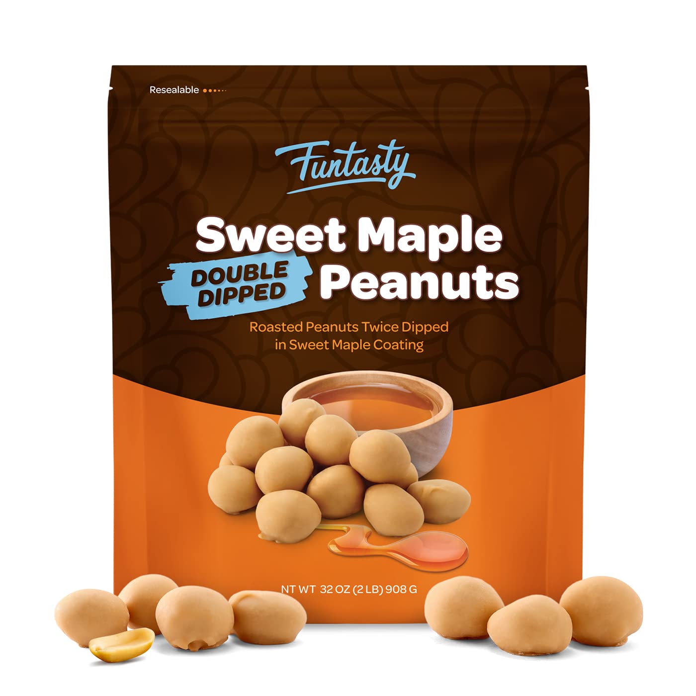 Double Dipped Maple Roasted Peanuts - 2lb Bulk Pack | Crunchy Sweet & Savory Healthy Snack | High Protein Gluten-Free Non-GMO Peanuts | Perfect for Gifts, Parties & Office | Keto-Friendly & Weight Management Snack | Great for Movie Nights, Road Trips, Hiking, Camping | On-The-Go Nutrition for Work & Gym | Ideal for Healthy Lifestyle & Anytime Snacking | Enjoy During Travel, Outdoor Adventures, Movie Time & Fitness Breaks