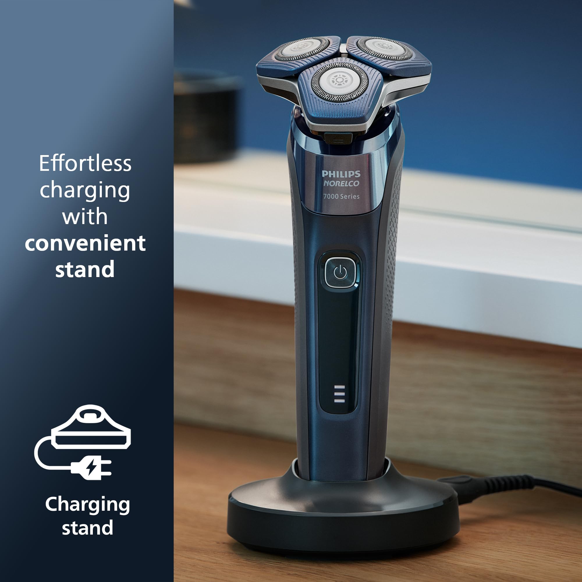 Philips Norelco S7885/85 Electric Shaver 7800 - Rechargeable Wet & Dry Men's Shaver with SenseIQ Technology, Quick Clean Pod, Charging Stand & Travel Case - Precision Pop-up Trimmer for Smooth Shaving at Home or Travel