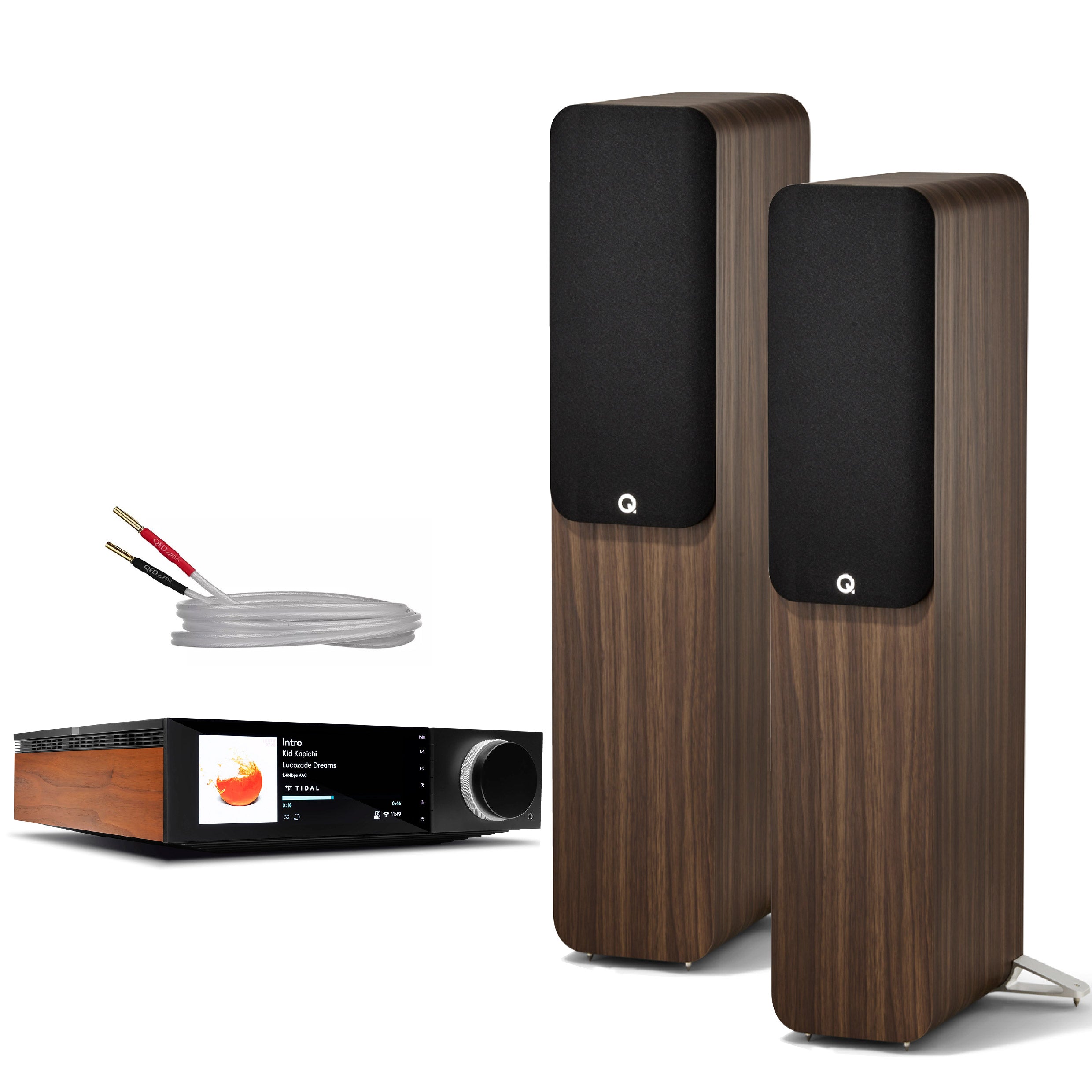 Q Acoustics 5050 Floorstanding Speakers with High-Power Amplifier Bundle - Premium Home Theater & Stereo Sound System for Movies, Music & Gaming