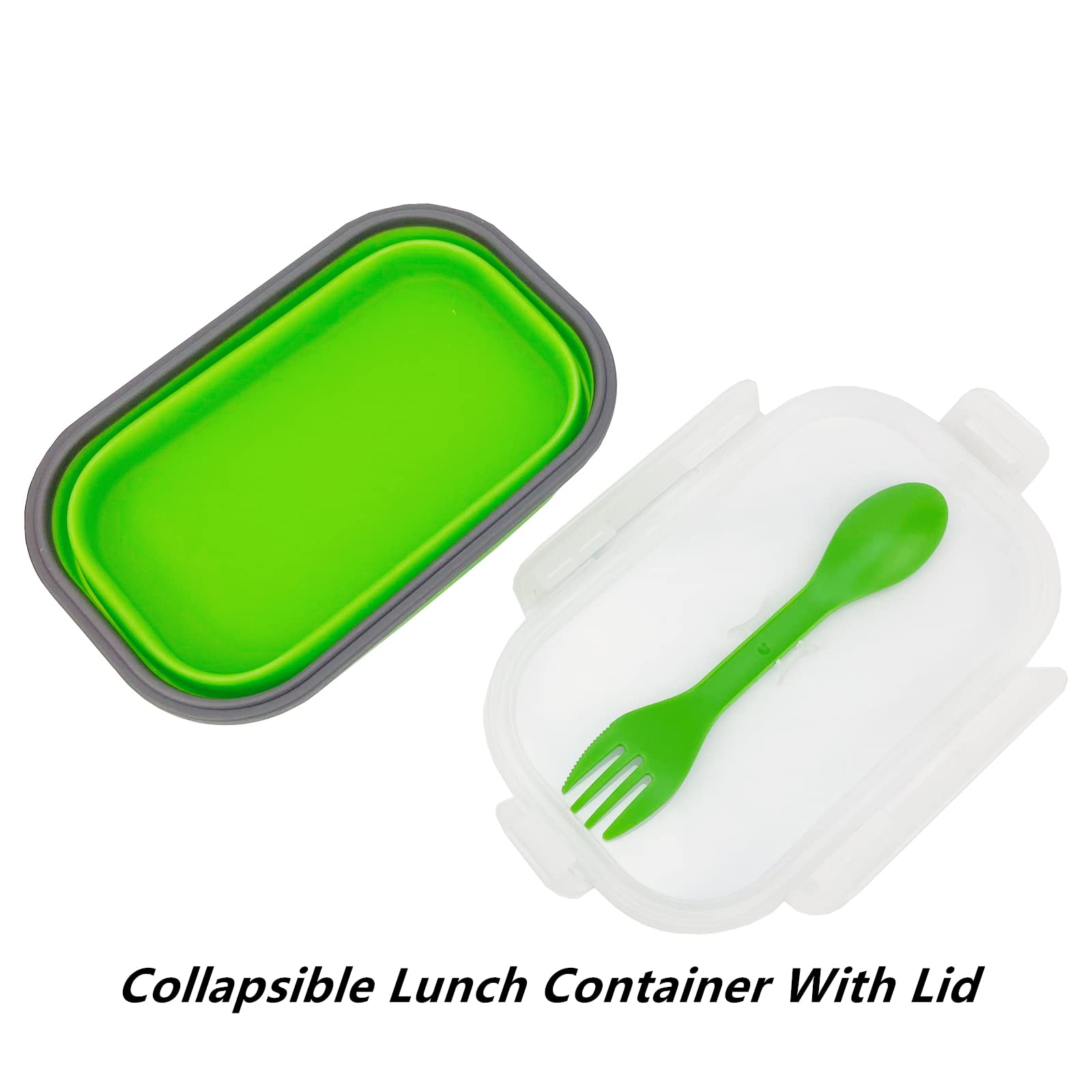 Eco-Friendly 1000ml Collapsible Silicone Lunch Box - BPA-Free Food Storage Container with Airtight Lid & 2-in-1 Fork | Microwave Safe, Reusable for Travel, Camping, Office & School Lunch | Perfect for Meal Prep, Picnics & Outdoor Adventures