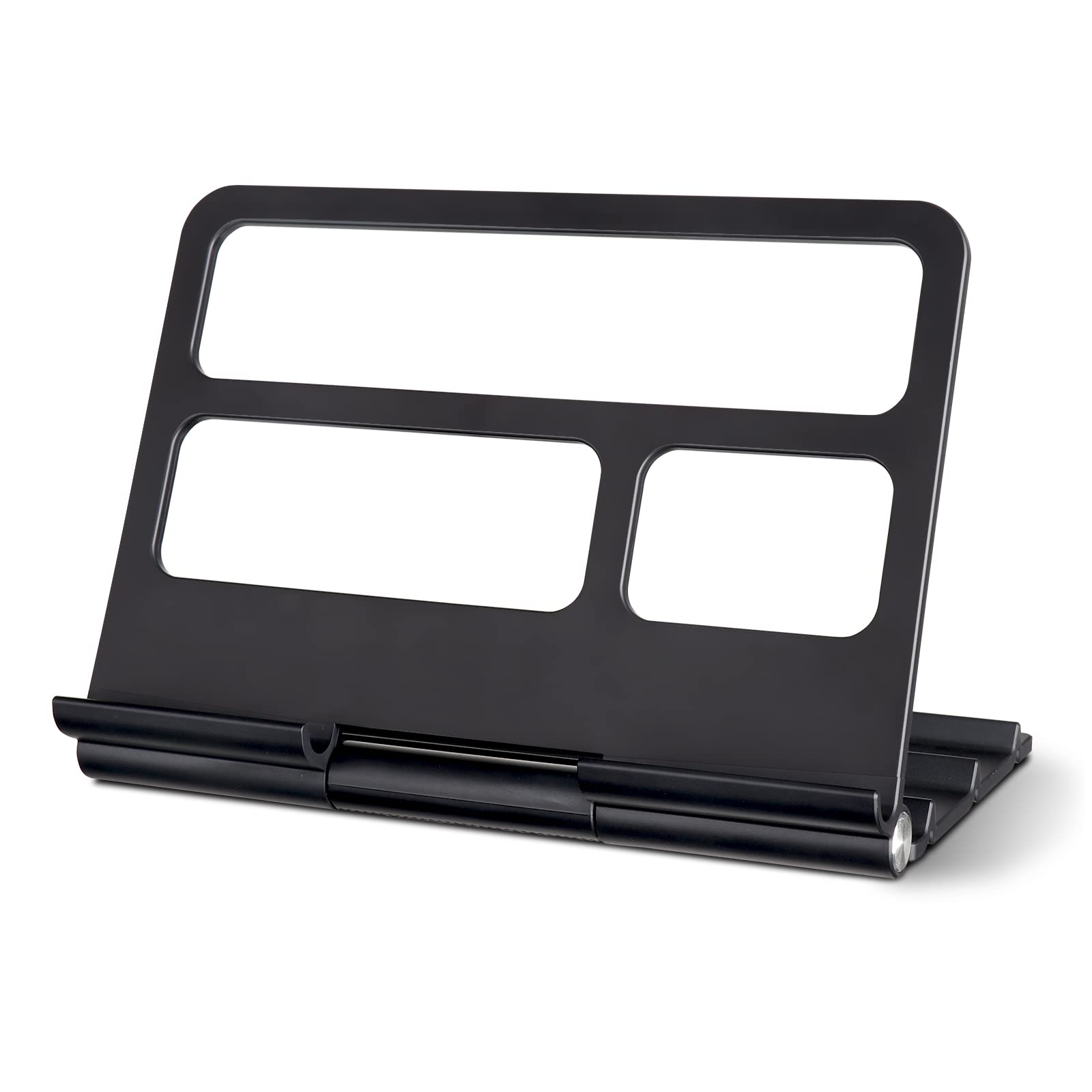 Adjustable Comix Tablet Stand for iPad - 180° Foldable Holder for iPad, Tablet, E-Reader, Phone & Remote Control (Black) - Perfect for Office, Home & Travel Use