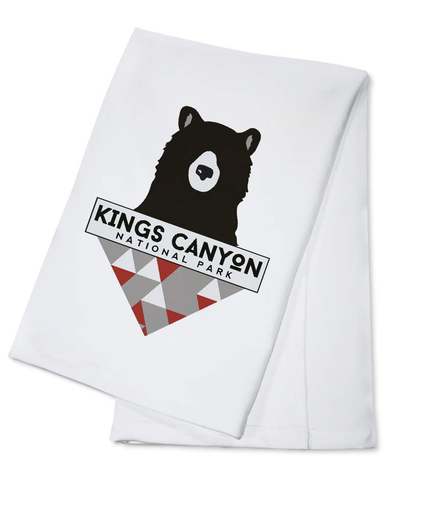 100% Cotton Tea Towel - Kings Canyon National Park Bear & Triangles Design - Decorative Hand Towel for Kitchen, Bathroom & Home Decor | Perfect for Dish Drying, Gift Giving & Cabin Decor