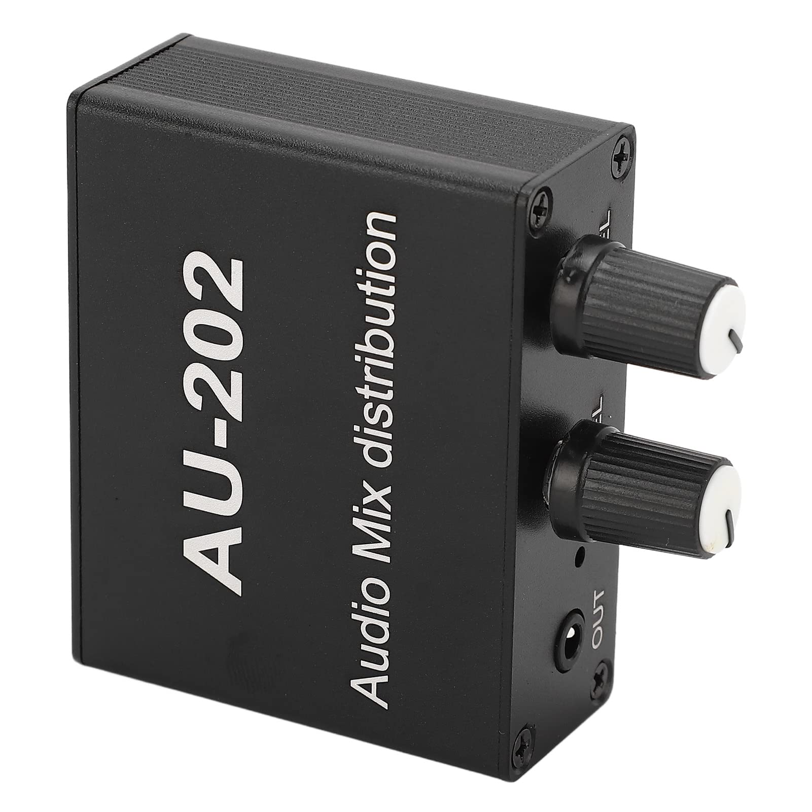 Deosdum 2-in 2-out Stereo Audio Mixer - 3.5mm Jack Plug & Play Aluminum Alloy Mixer Amplifier - Perfect for Podcasting, Live Streaming & Home Studio Recording