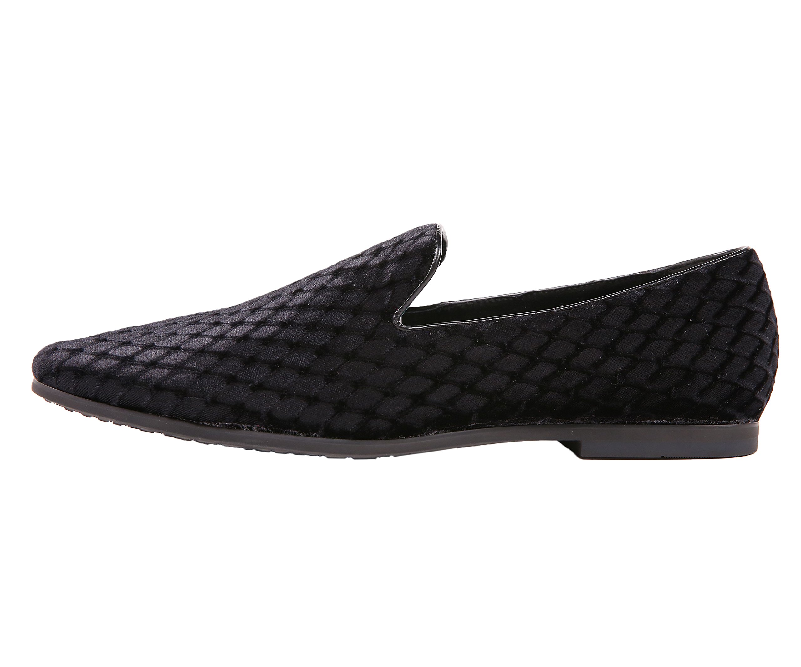 Amali Fishman Men's Velvet Dress Loafers - Quilted Slip-On Driver Shoes for Formal Wear & Smoking Slippers | Perfect for Weddings, Tuxedo Outfits & Evening Events