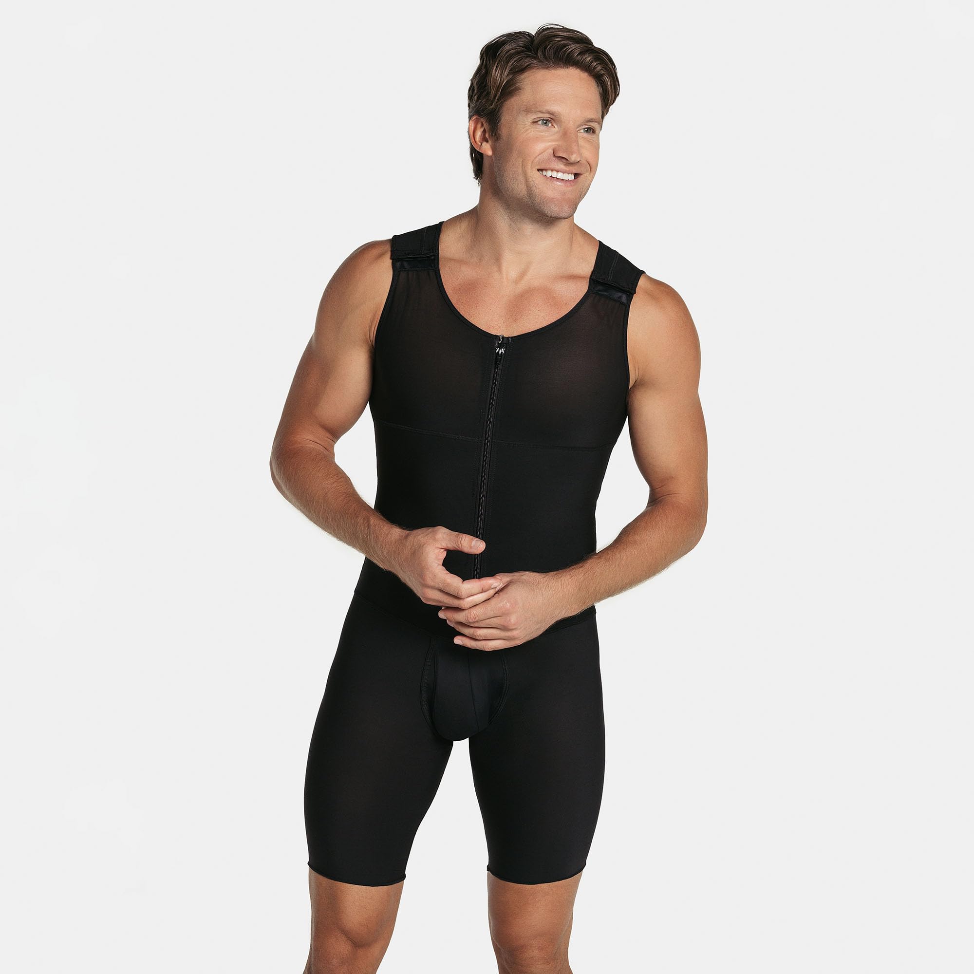 LEO Men's Tummy Control Body Shaper with Back Support - Post-Surgical Compression Girdle & Shapewear for Weight Loss, Workout & Everyday Comfort